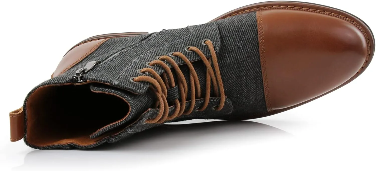 Ferro Aldo Reid MFA808561B Mens Casual Cap Toe Boot Motorcycle Zipper Boots Men