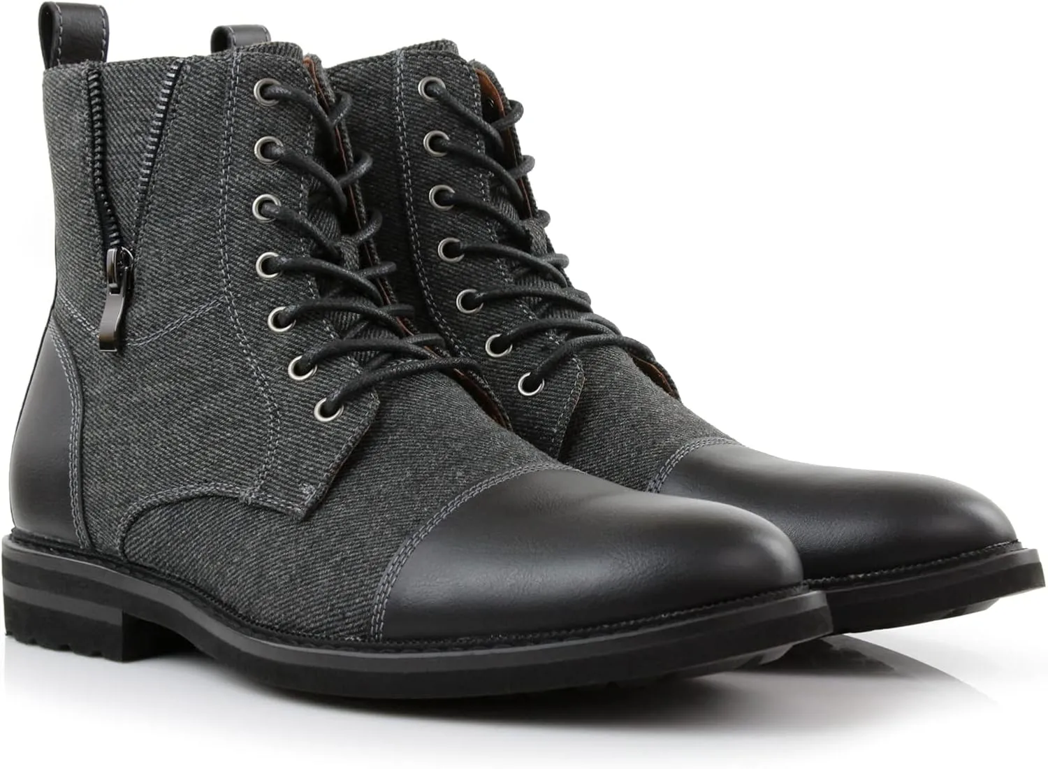 Ferro Aldo Reid MFA808561B Mens Casual Cap Toe Boot Motorcycle Zipper Boots Men
