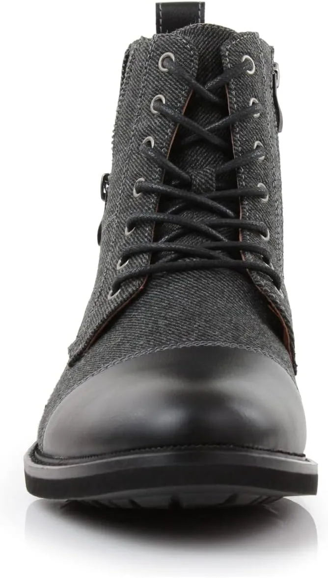 Ferro Aldo Reid MFA808561B Mens Casual Cap Toe Boot Motorcycle Zipper Boots Men
