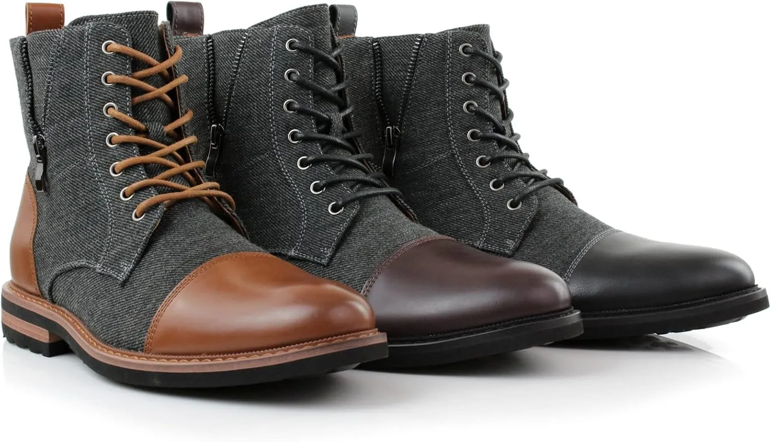 Ferro Aldo Reid MFA808561B Mens Casual Cap Toe Boot Motorcycle Zipper Boots Men