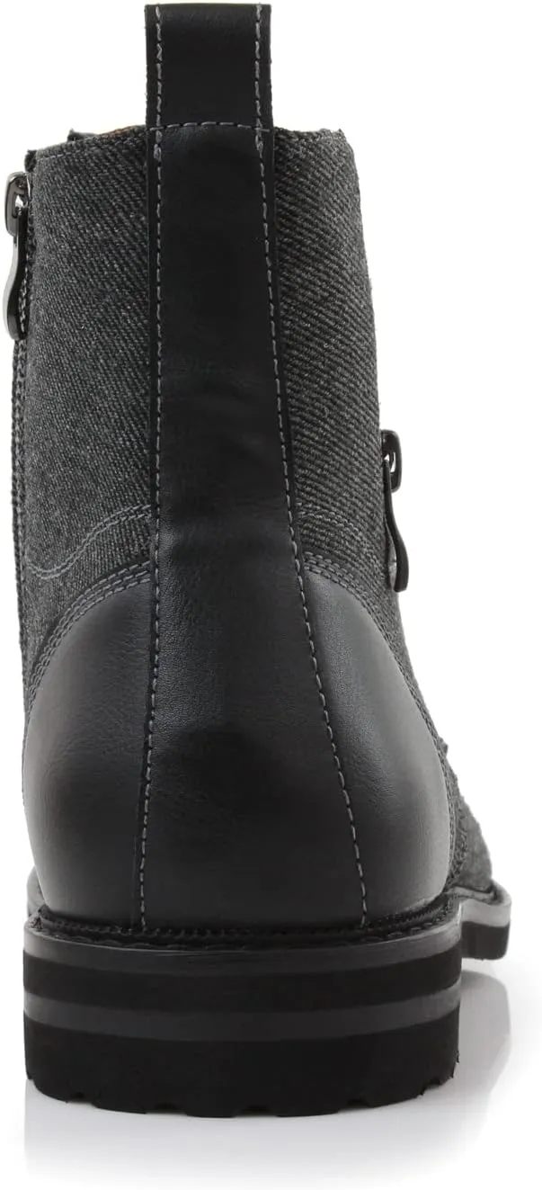 Ferro Aldo Reid MFA808561B Mens Casual Cap Toe Boot Motorcycle Zipper Boots Men