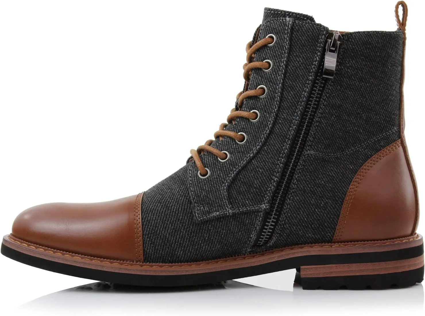 Ferro Aldo Reid MFA808561B Mens Casual Cap Toe Boot Motorcycle Zipper Boots Men
