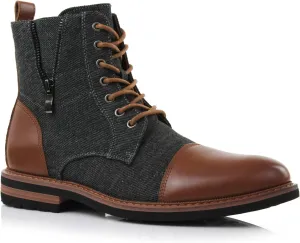 Ferro Aldo Reid MFA808561B Mens Casual Cap Toe Boot Motorcycle Zipper Boots Men