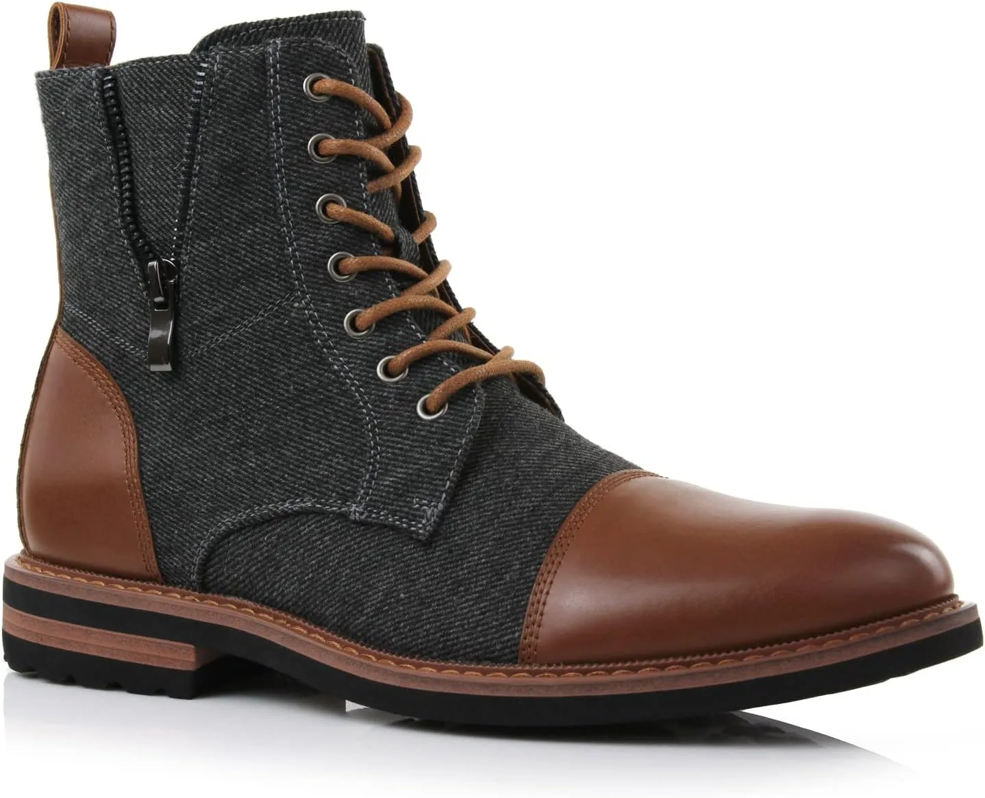 Ferro Aldo Reid MFA808561B Mens Casual Cap Toe Boot Motorcycle Zipper Boots Men