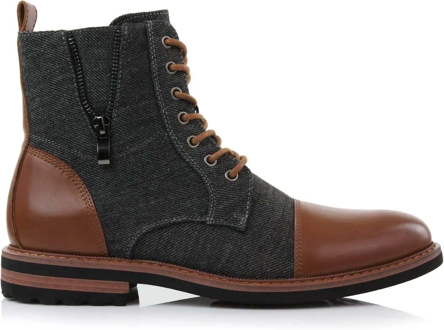 Ferro Aldo Reid MFA808561B Mens Casual Cap Toe Boot Motorcycle Zipper Boots Men