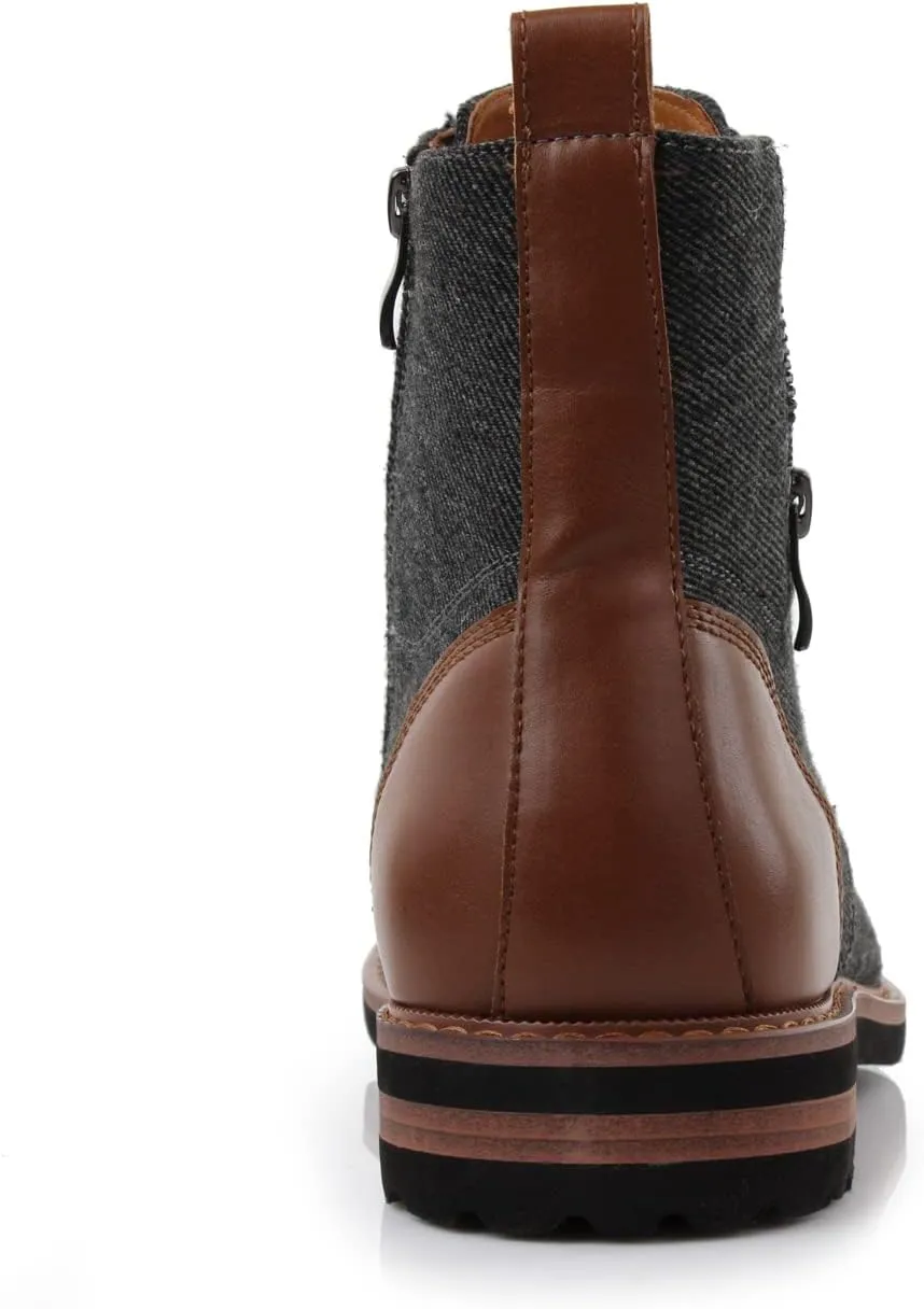 Ferro Aldo Reid MFA808561B Mens Casual Cap Toe Boot Motorcycle Zipper Boots Men