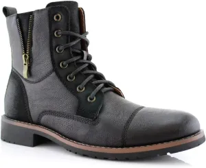 Ferro Aldo Reid MFA808561B Mens Casual Cap Toe Boot Motorcycle Zipper Boots Men