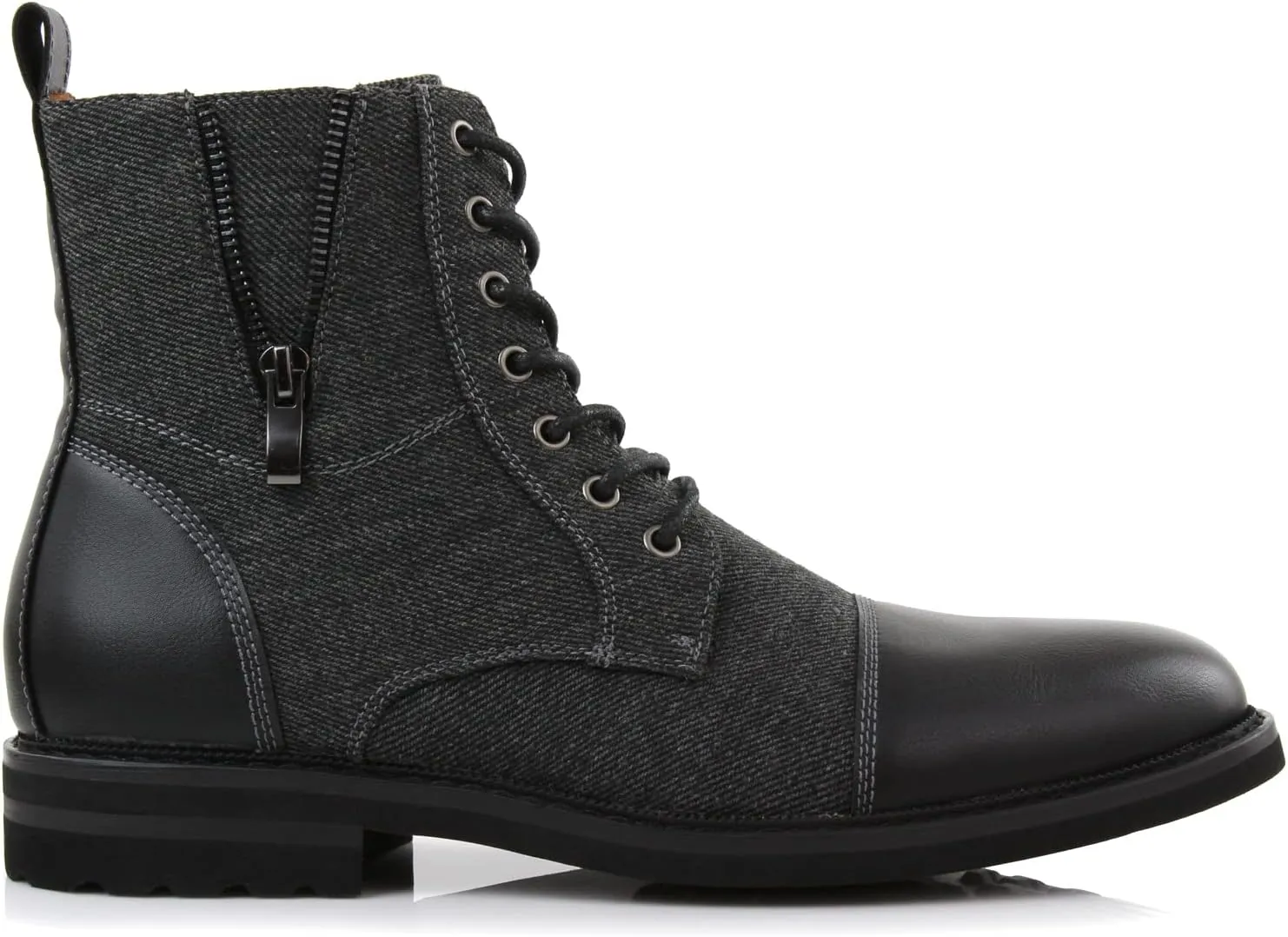Ferro Aldo Reid MFA808561B Mens Casual Cap Toe Boot Motorcycle Zipper Boots Men