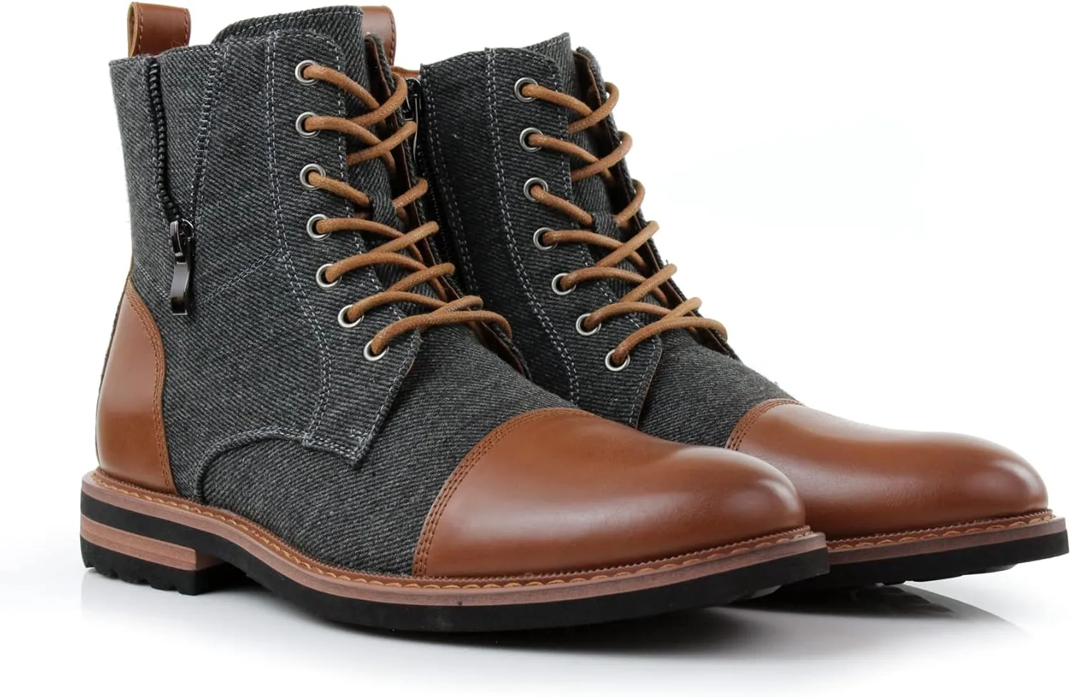 Ferro Aldo Reid MFA808561B Mens Casual Cap Toe Boot Motorcycle Zipper Boots Men
