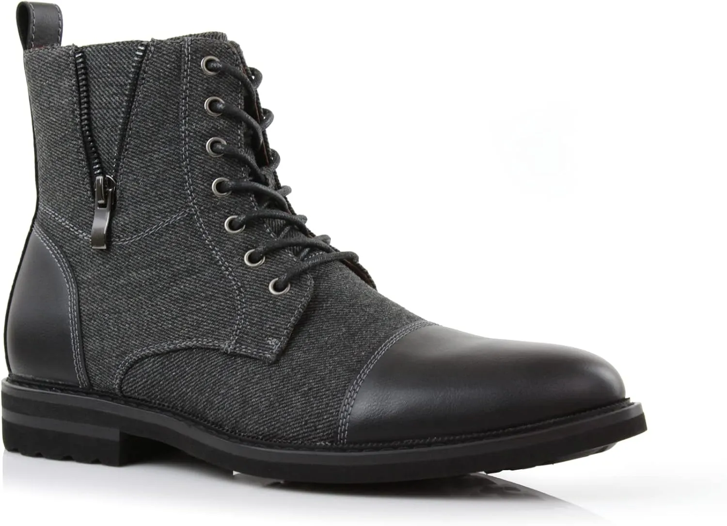 Ferro Aldo Reid MFA808561B Mens Casual Cap Toe Boot Motorcycle Zipper Boots Men