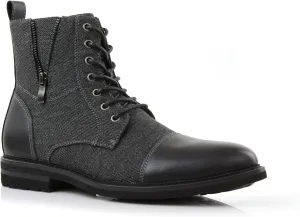 Ferro Aldo Reid MFA808561B Mens Casual Cap Toe Boot Motorcycle Zipper Boots Men