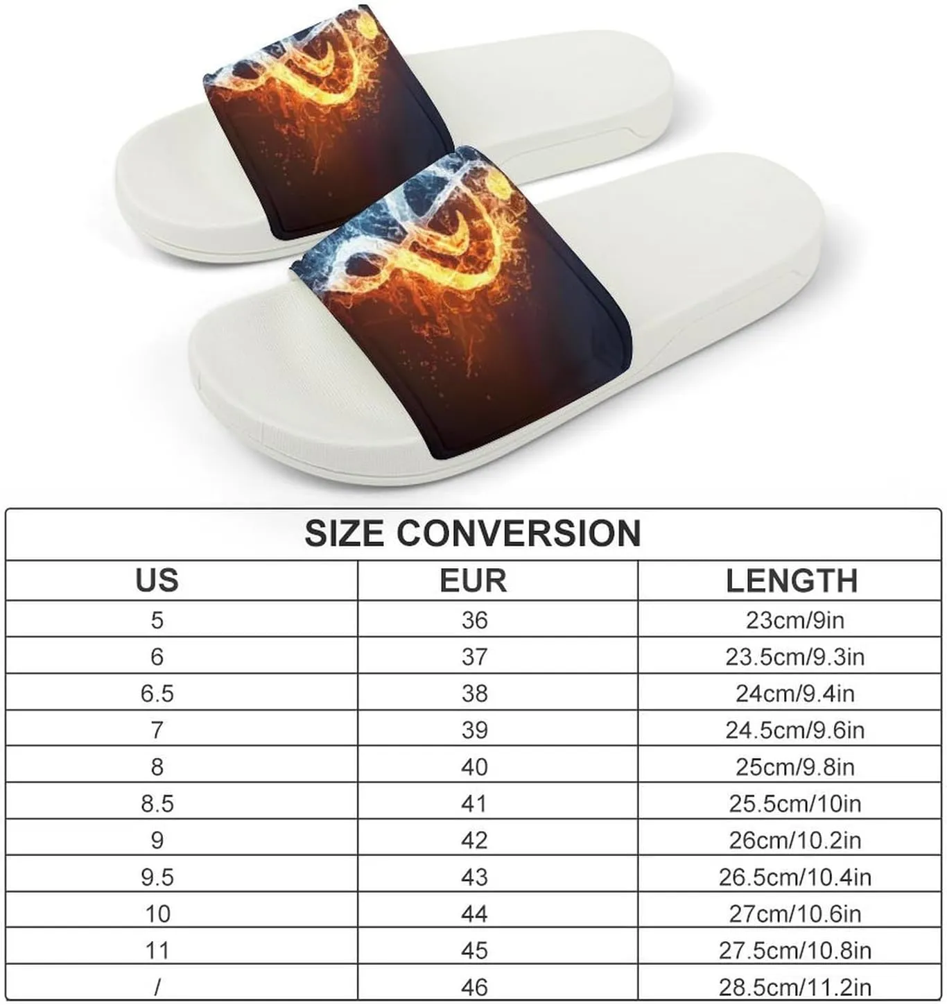 Fire Water Music Note Home Slipper PVC Shower Slipper Non-Slip Open Toe Slipper Soft Sole Pool Sandals for Men Women