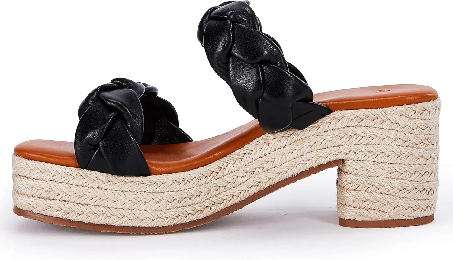 FISACE Womens Summer Espadrilles Platform Wedge Sandals Braided Open Toe Slip On Slide Sandals