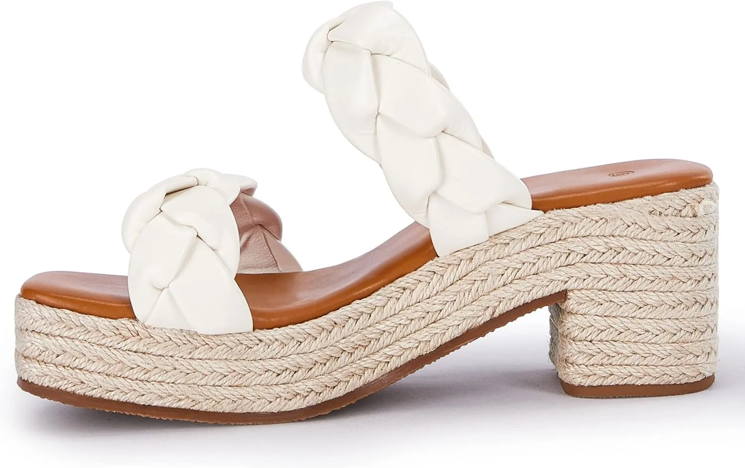 FISACE Womens Summer Espadrilles Platform Wedge Sandals Braided Open Toe Slip On Slide Sandals