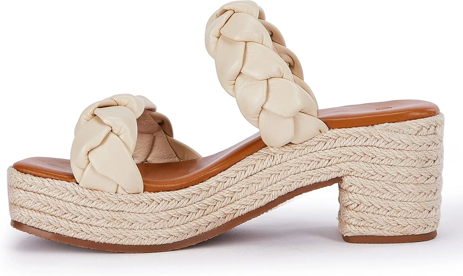 FISACE Womens Summer Espadrilles Platform Wedge Sandals Braided Open Toe Slip On Slide Sandals