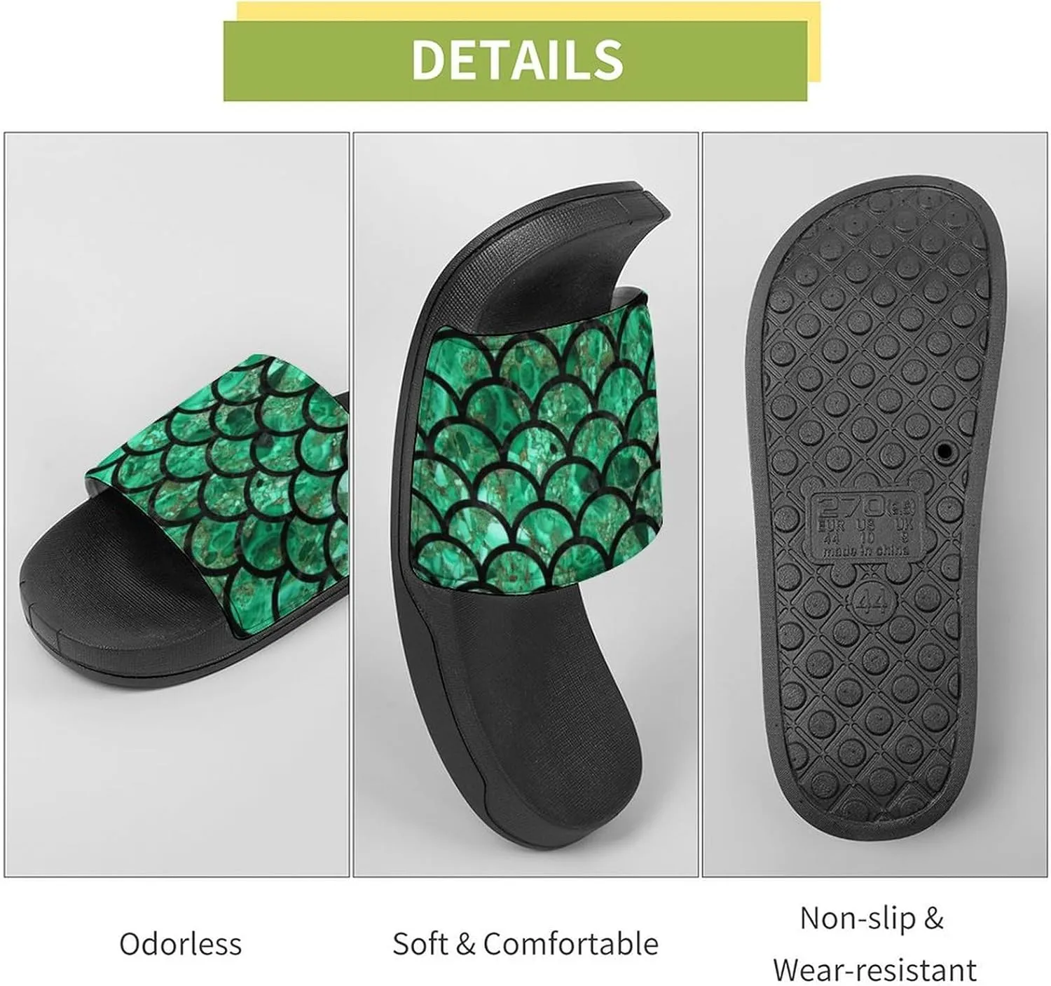 Fish Scale Print Slides Man Home Sandal Women Non Slip Bath Open Toe Shoe Casual Pool Shoes Beach Flat Slide Sandals