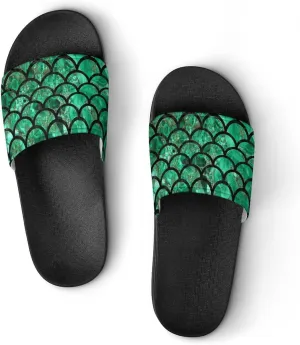 Fish Scale Print Slides Man Home Sandal Women Non Slip Bath Open Toe Shoe Casual Pool Shoes Beach Flat Slide Sandals