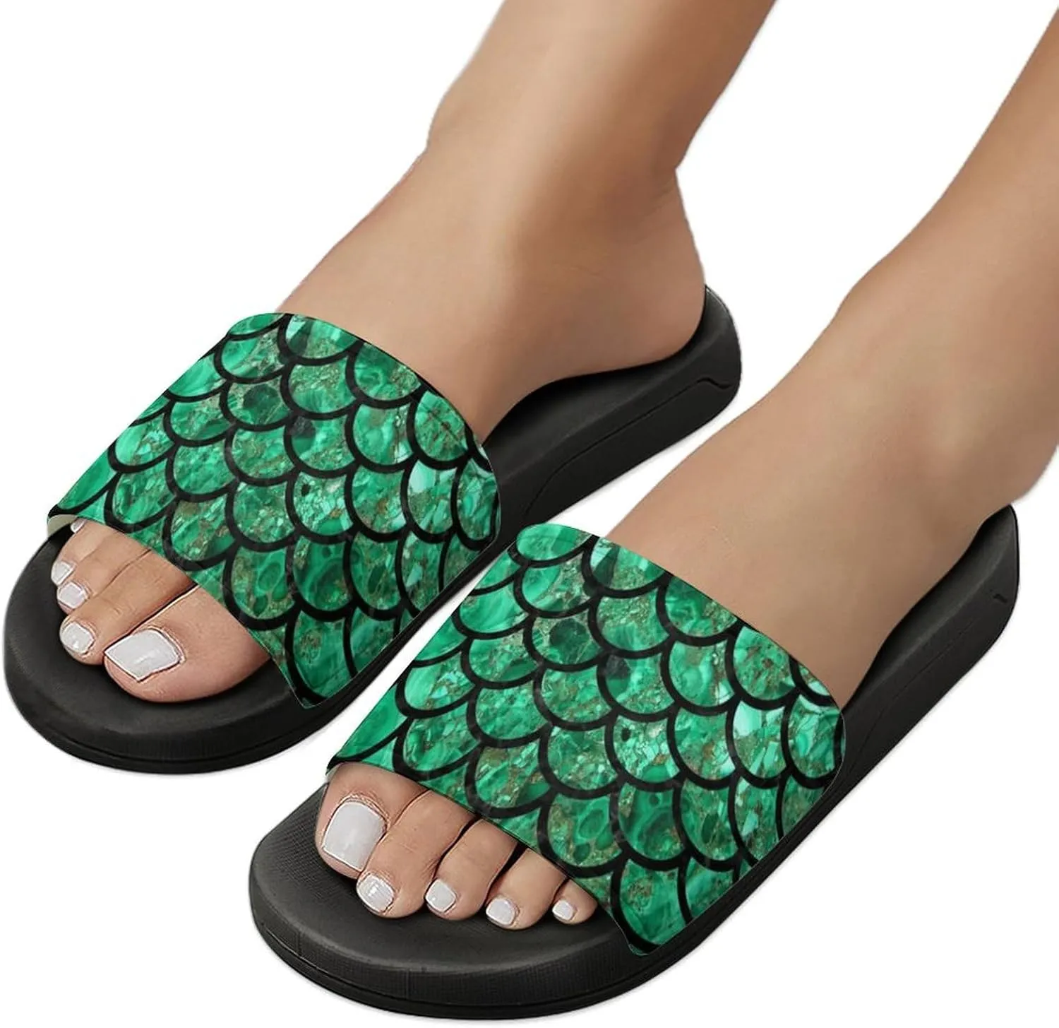 Fish Scale Print Slides Man Home Sandal Women Non Slip Bath Open Toe Shoe Casual Pool Shoes Beach Flat Slide Sandals