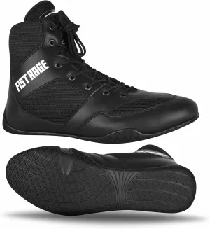 FISTRAGE Boxing Shoes Lightweight Microfiber Leather Kickboxing Training and Fighting Boots Pro Fighters with Mesh and Rubber Sole for Extra Grip - Ventilated Design - Men, Women, Kids Sizes Along With Sting Bag