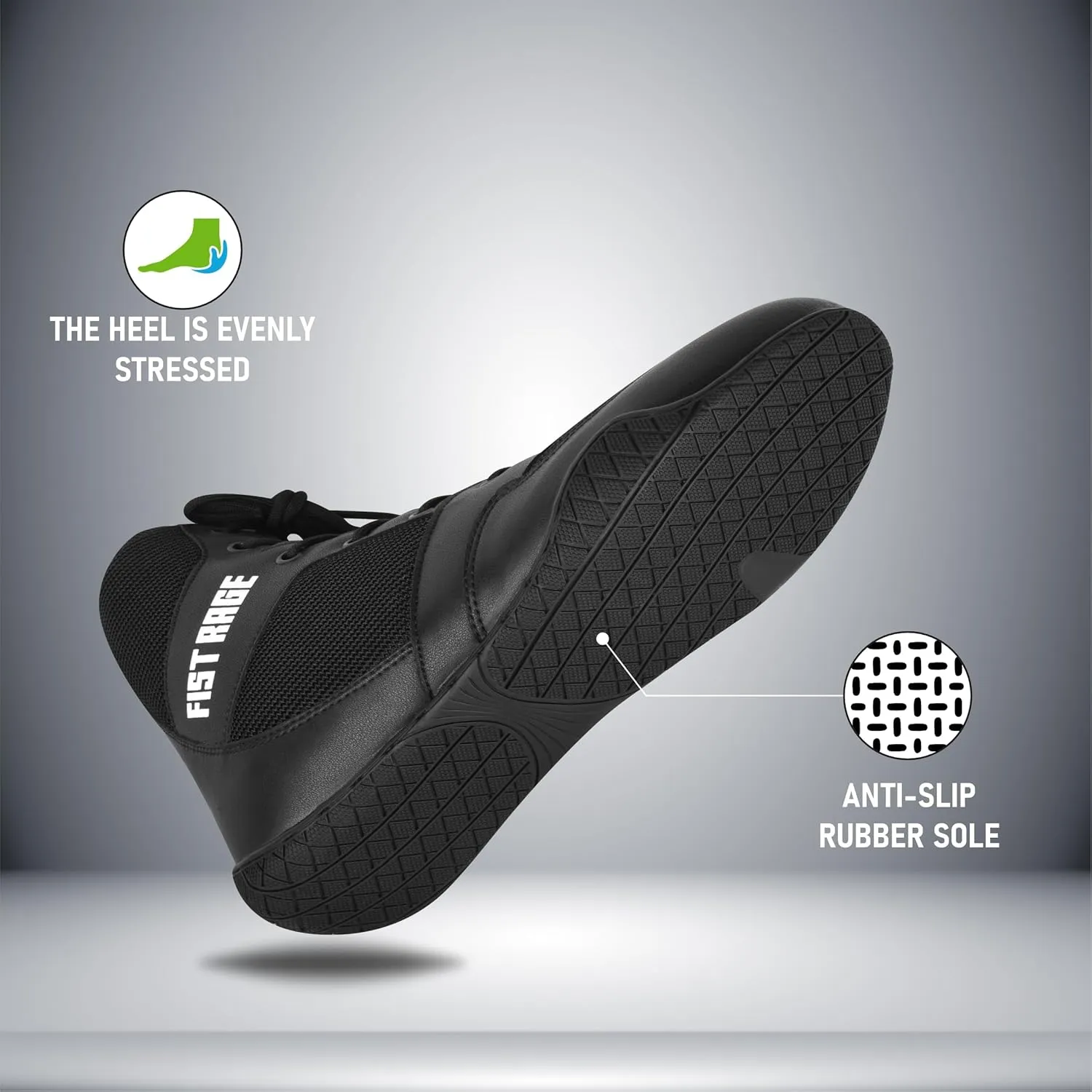 FISTRAGE Boxing Shoes Lightweight Microfiber Leather Kickboxing Training and Fighting Boots Pro Fighters with Mesh and Rubber Sole for Extra Grip - Ventilated Design - Men, Women, Kids Sizes Along With Sting Bag