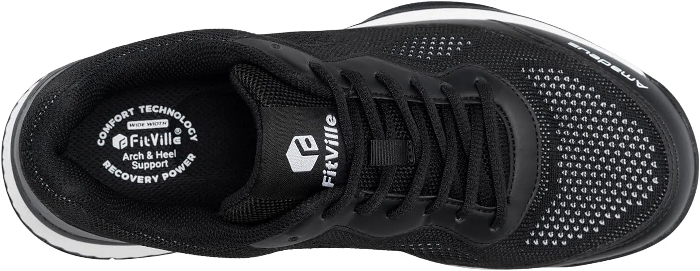 FitVille Wide Pickleball Shoes for Men Tennis Shoes Sneakers for All Court Racquetball Athletic Shoes for Racquet Sport | Arch Support & Wide Toe Box