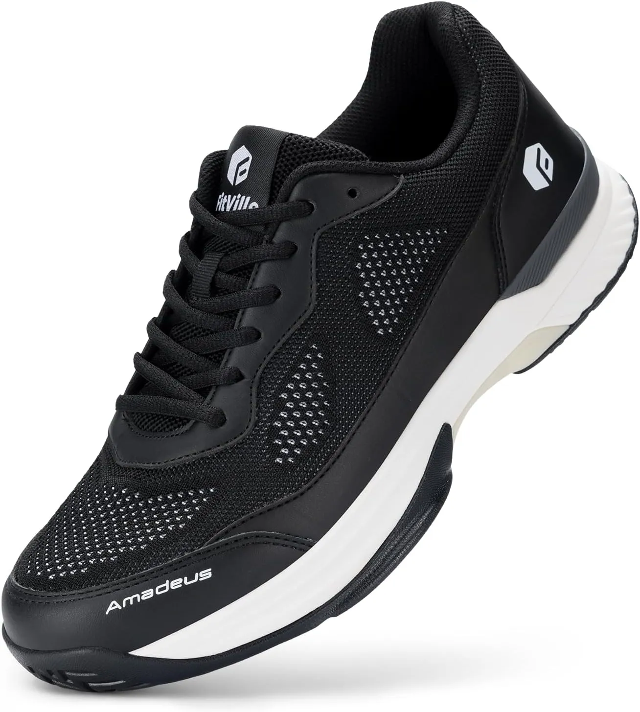 FitVille Wide Pickleball Shoes for Men Tennis Shoes Sneakers for All Court Racquetball Athletic Shoes for Racquet Sport | Arch Support & Wide Toe Box