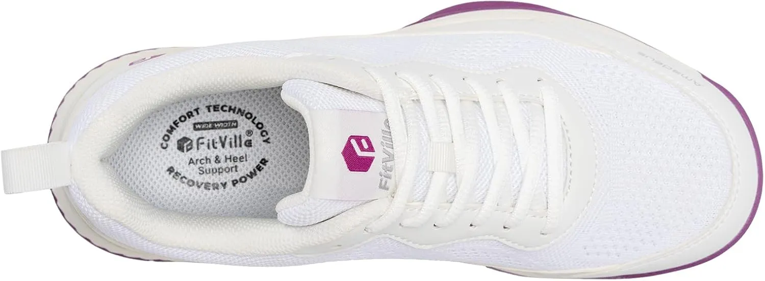 FitVille Wide Pickleball Shoes for Women Tennis Court Shoes Sneakers Court Racquetball Athletic Shoes | Racquet Sport | Arch Support & Wide Toe Box