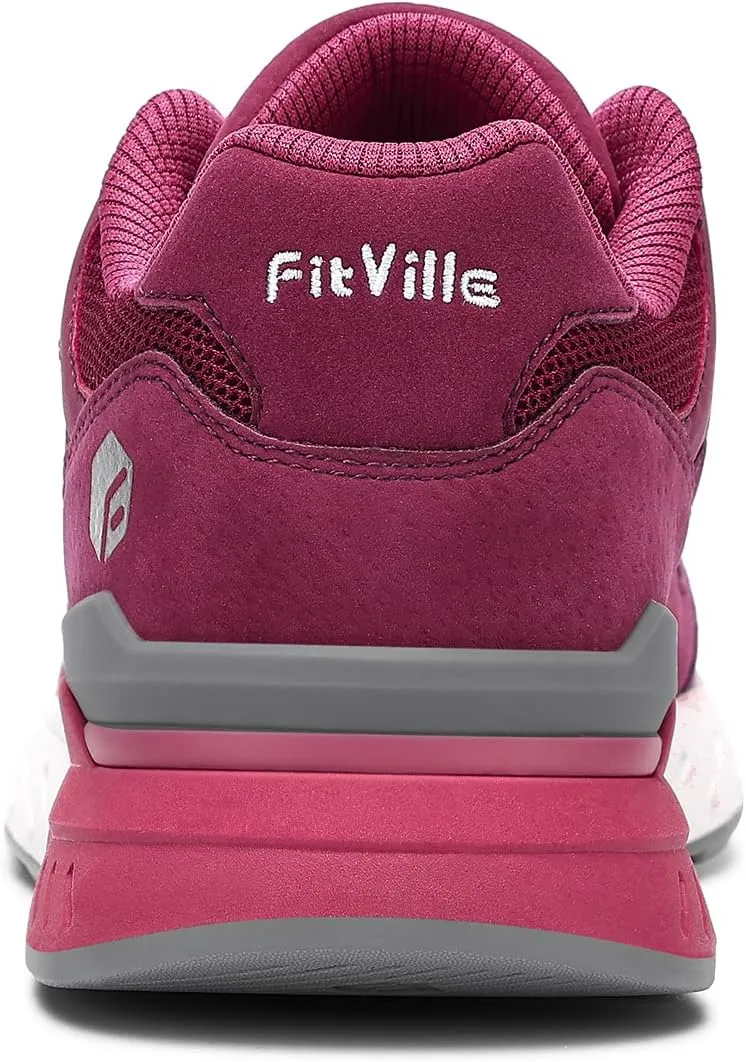 FitVille Women's Extra Wide Walking Shoes Wide Width Sneakers for Flat Foot Plantar Fasciitis Heel Pain Relief - Rebound Core