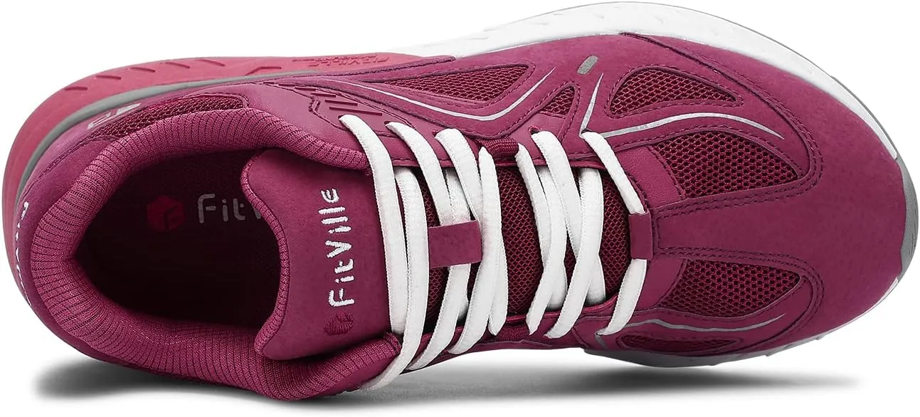 FitVille Women's Extra Wide Walking Shoes Wide Width Sneakers for Flat Foot Plantar Fasciitis Heel Pain Relief - Rebound Core
