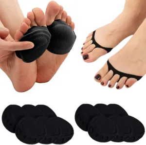 Flammi 6 Pairs Ball of Foot Cushion Socks,Women's Toe Cover with Padding Toe Topper Liner Socks Non-Skid Bottom