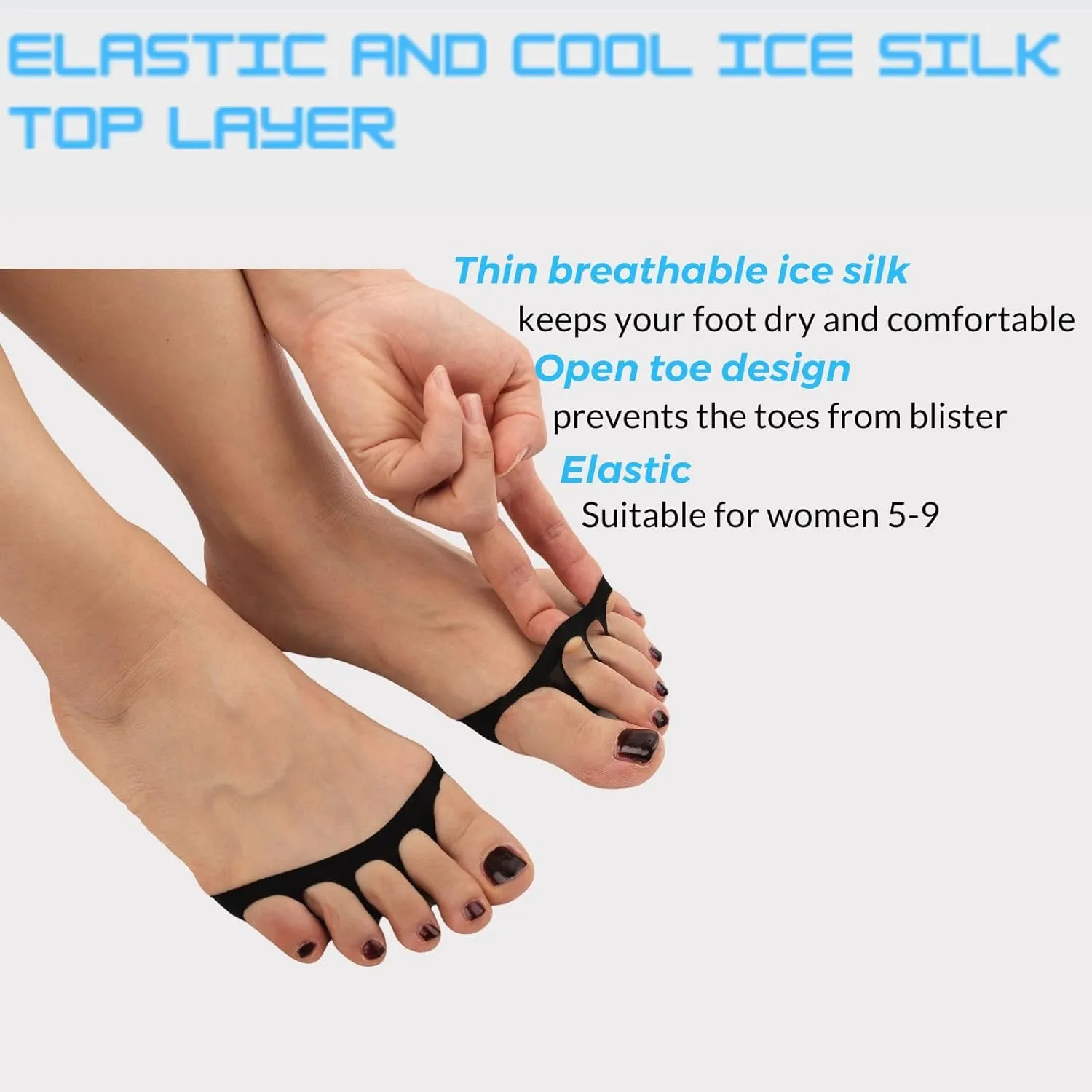 Flammi 6 Pairs Ball of Foot Cushion Socks,Women's Toe Cover with Padding Toe Topper Liner Socks Non-Skid Bottom