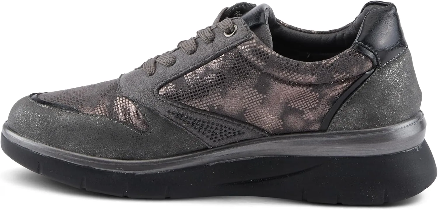 Flexus Women's WYCLEF Platform Sneakers with Metallic Camouflage Print, Zipper Closure, and Comfortable Fit