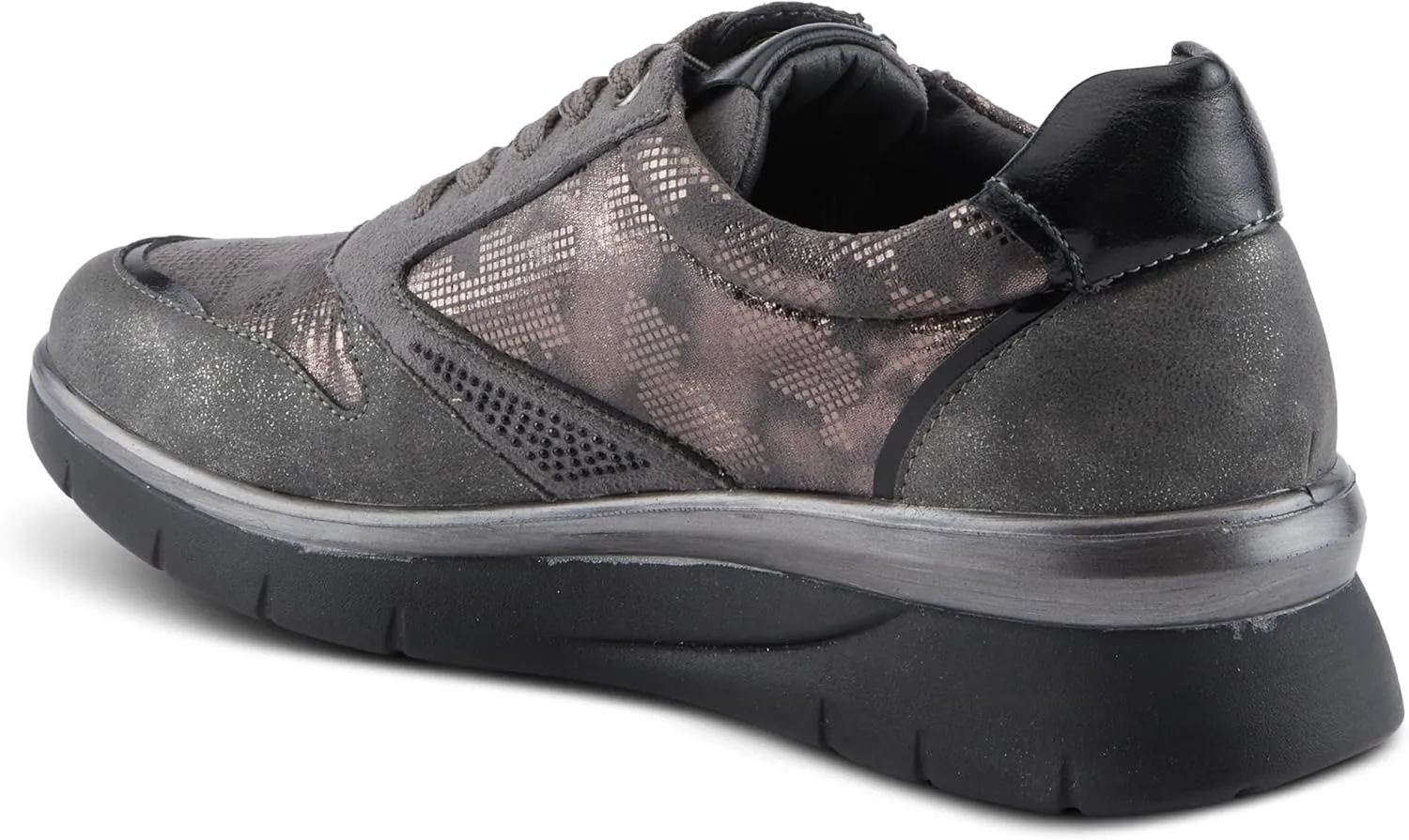 Flexus Women's WYCLEF Platform Sneakers with Metallic Camouflage Print, Zipper Closure, and Comfortable Fit