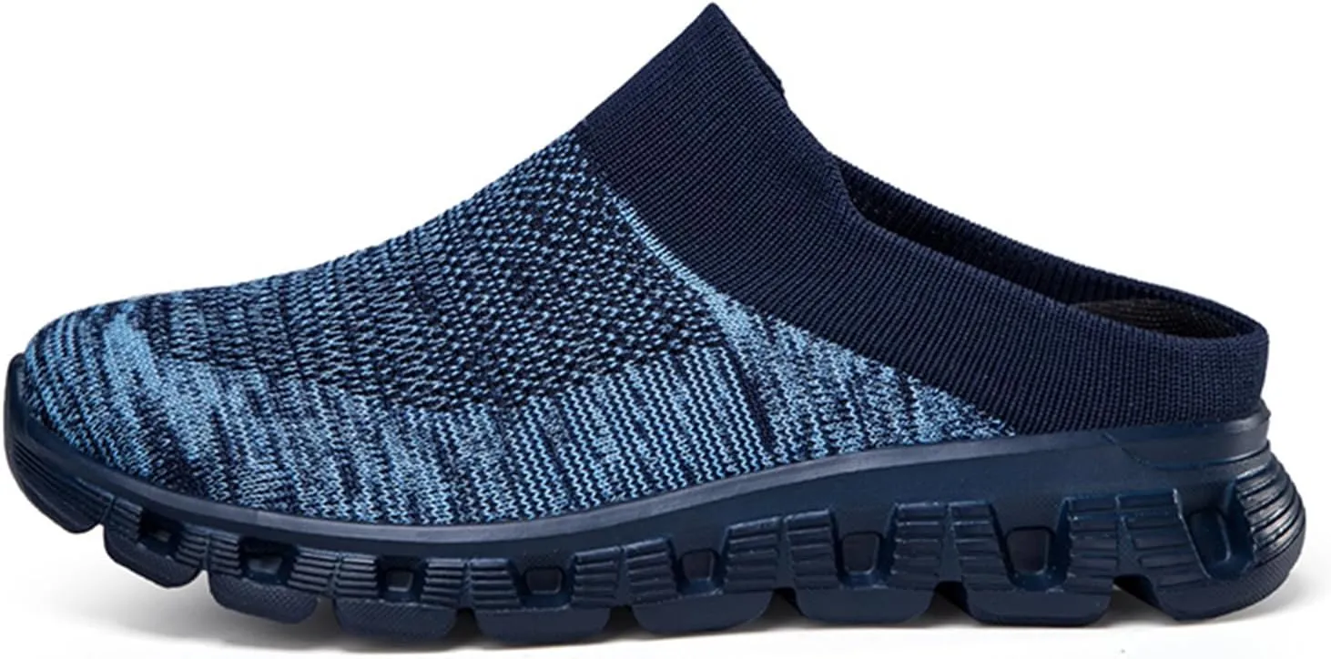 FLIOZY Mens Elevator Height Increasing Shoes Mesh Walking Mules Open Back Slip On Garden Clogs Sneakers