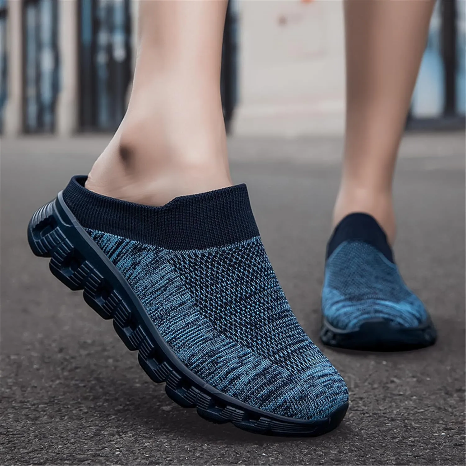 FLIOZY Mens Elevator Height Increasing Shoes Mesh Walking Mules Open Back Slip On Garden Clogs Sneakers