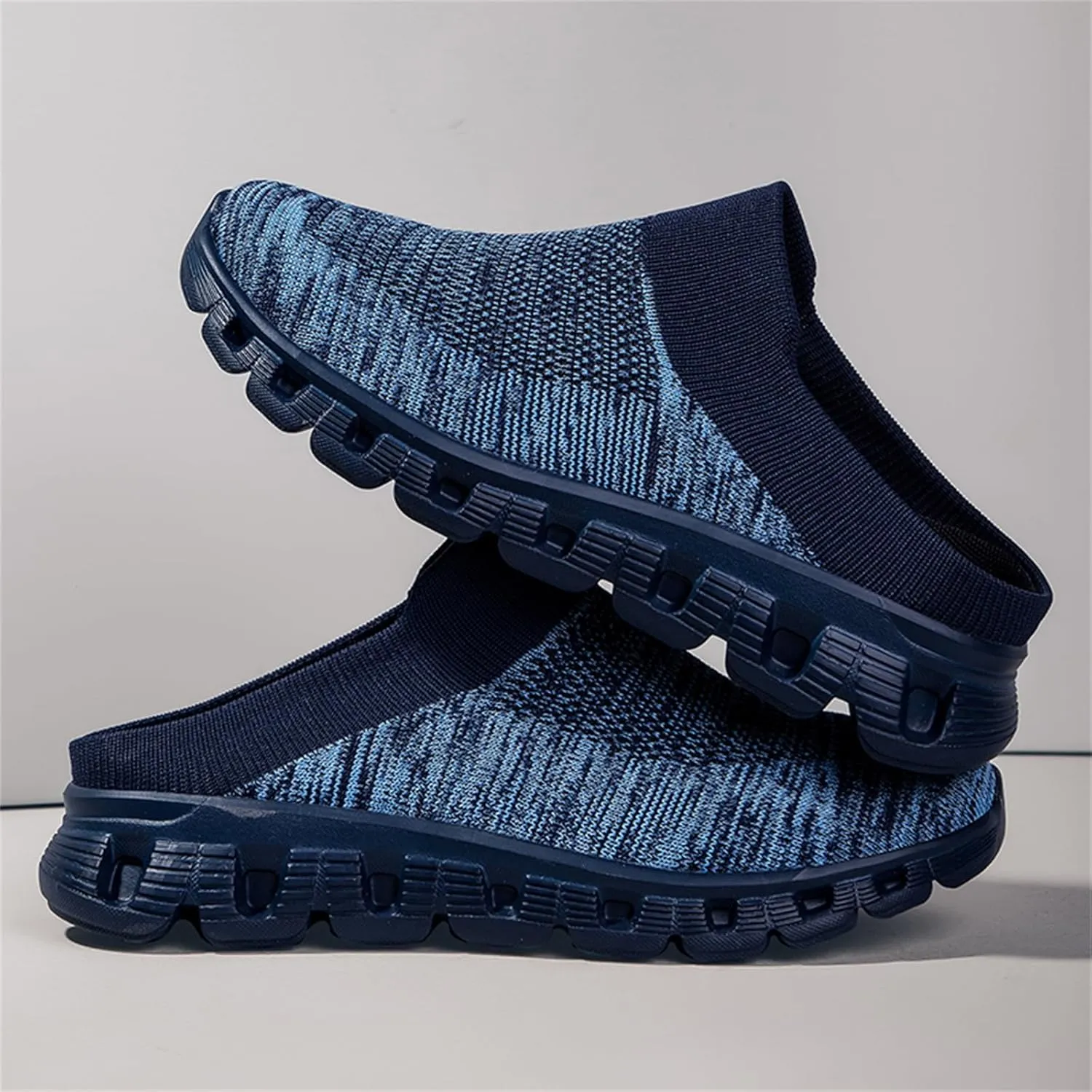 FLIOZY Mens Elevator Height Increasing Shoes Mesh Walking Mules Open Back Slip On Garden Clogs Sneakers