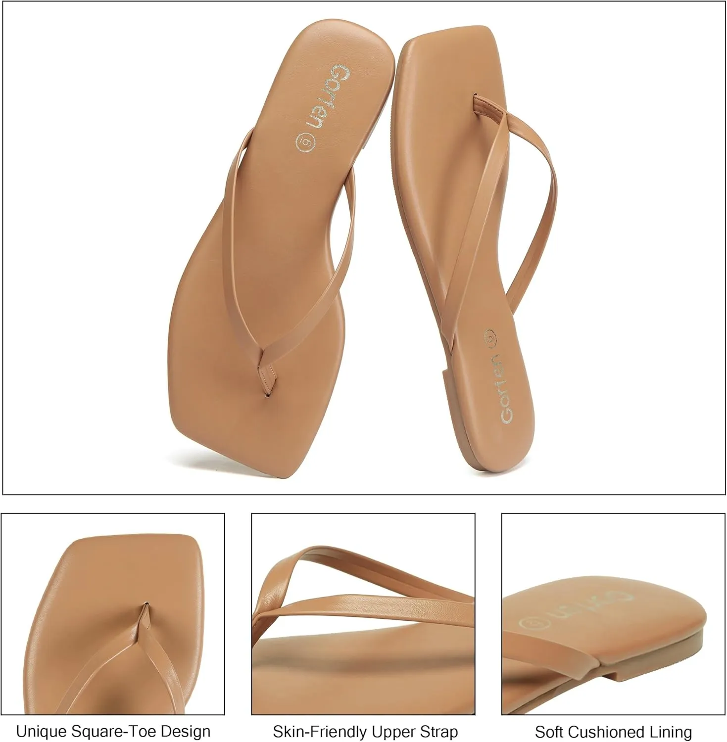 Flip Flops for Women Comfortable Square Toe Casual Beach Sandals Summer Outdoor and Everyday Wear