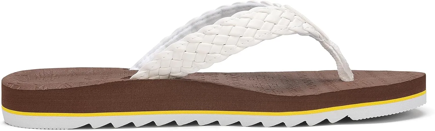 Flip Flops for Womens Arch Support Leather Braided Beach Sandals Comfortable Summer Pool Thong Slides Shoes Slip on
