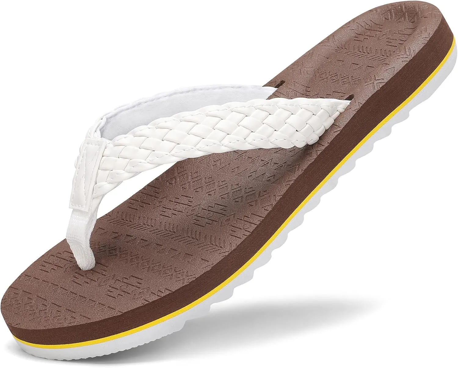 Flip Flops for Womens Arch Support Leather Braided Beach Sandals Comfortable Summer Pool Thong Slides Shoes Slip on