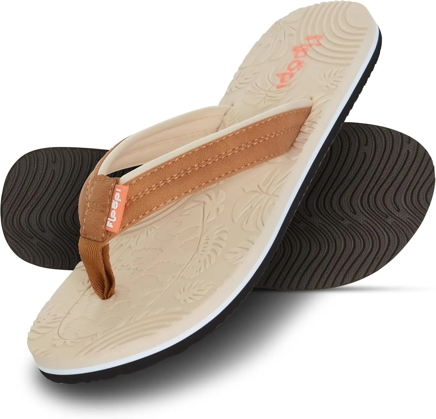 Floopi Flip Flops for Women Durable EVA Floral Textured Sandals Ladies Beach Sandals with Indoor & Outdoor Anti Skid Soles