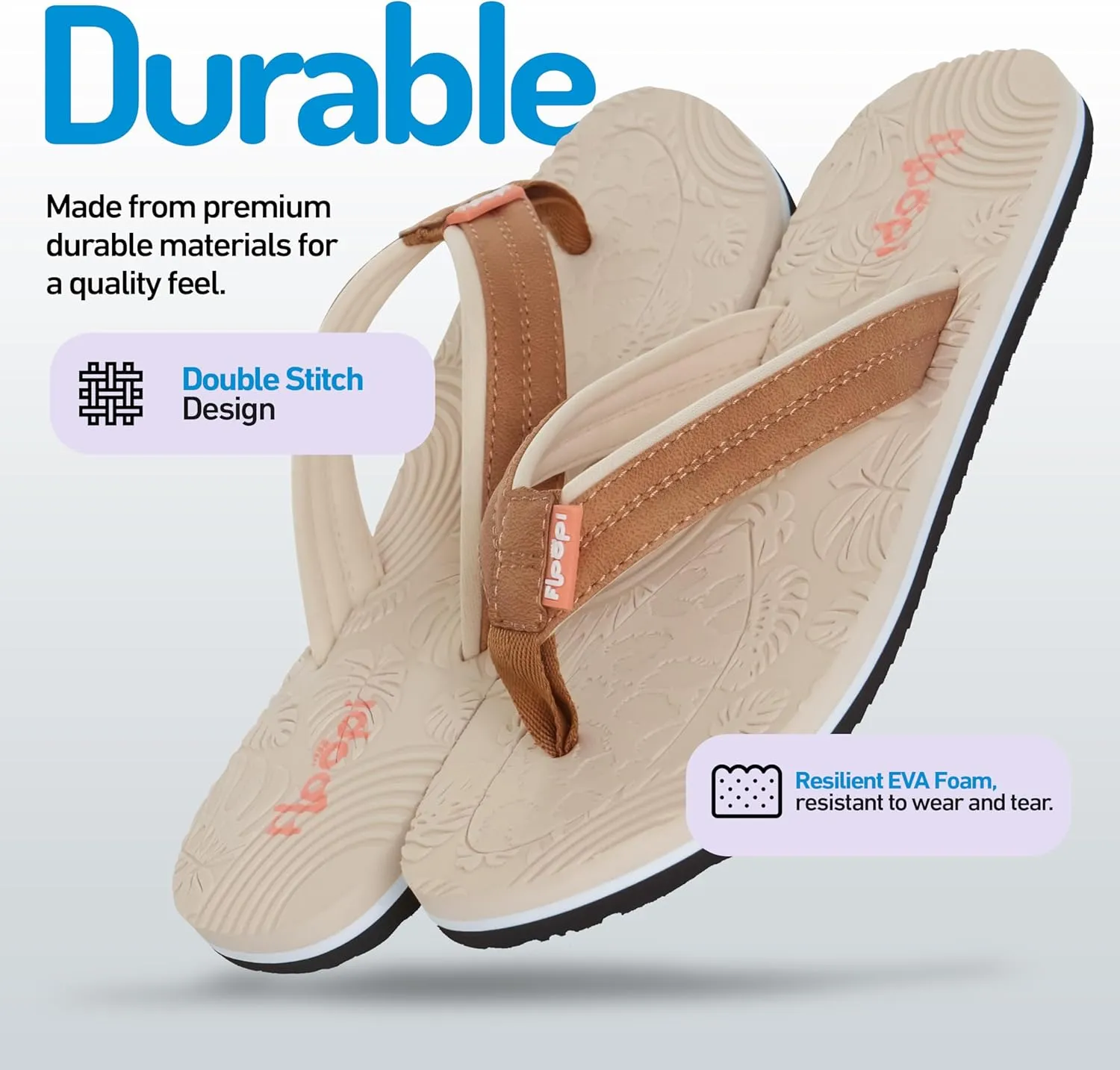 Floopi Flip Flops for Women Durable EVA Floral Textured Sandals Ladies Beach Sandals with Indoor & Outdoor Anti Skid Soles