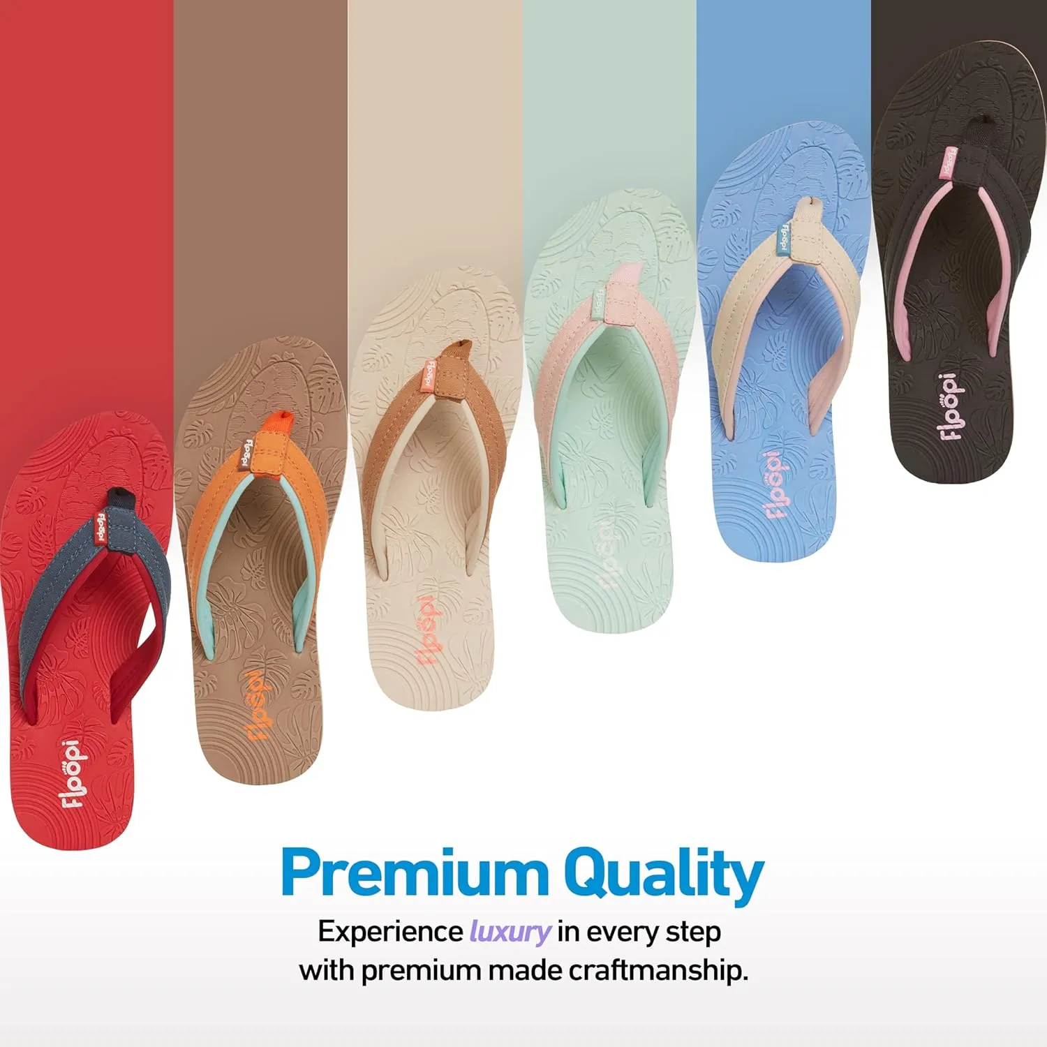 Floopi Flip Flops for Women Durable EVA Floral Textured Sandals Ladies Beach Sandals with Indoor & Outdoor Anti Skid Soles