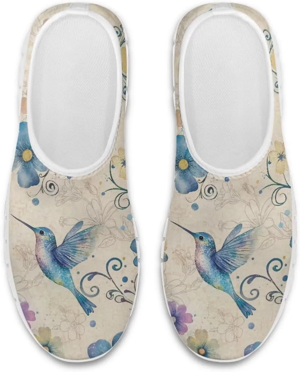 Flowers Print Women Slip On Low Top Casual Loafers Comfortable Travel Walking Shoes Non Slip Sports Mesh Running Sneakers US 5-13 for Winter