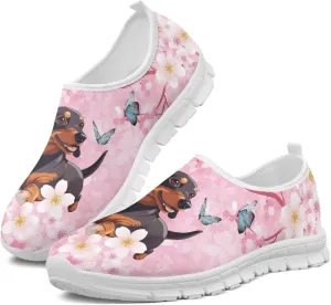 Flowers Print Women Slip On Low Top Casual Loafers Comfortable Travel Walking Shoes Non Slip Sports Mesh Running Sneakers US 5-13 for Winter