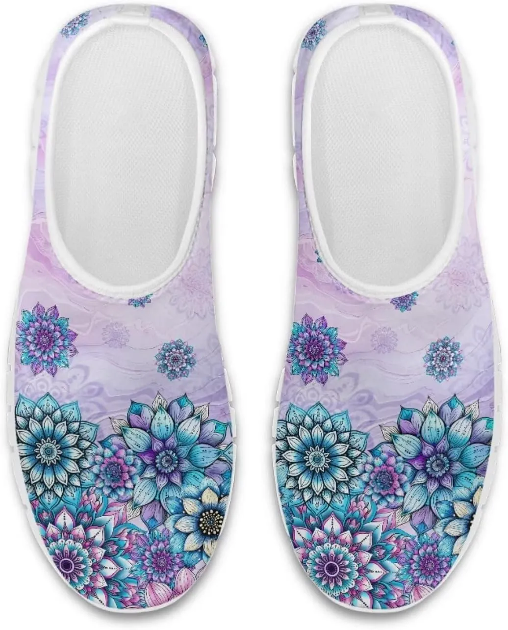 Flowers Print Women Slip On Low Top Casual Loafers Comfortable Travel Walking Shoes Non Slip Sports Mesh Running Sneakers US 5-13 for Winter