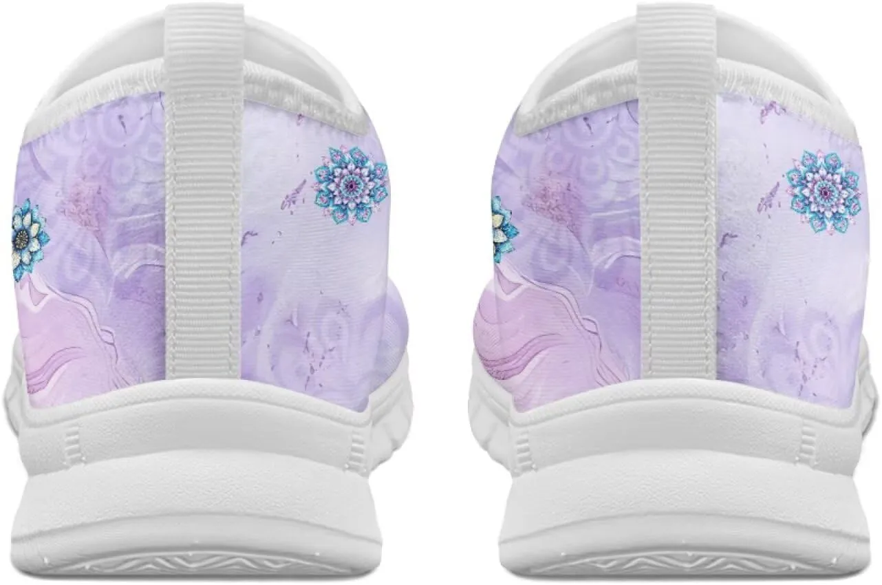 Flowers Print Women Slip On Low Top Casual Loafers Comfortable Travel Walking Shoes Non Slip Sports Mesh Running Sneakers US 5-13 for Winter