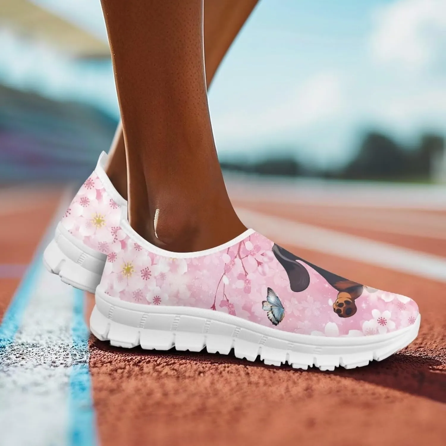 Flowers Print Women Slip On Low Top Casual Loafers Comfortable Travel Walking Shoes Non Slip Sports Mesh Running Sneakers US 5-13 for Winter
