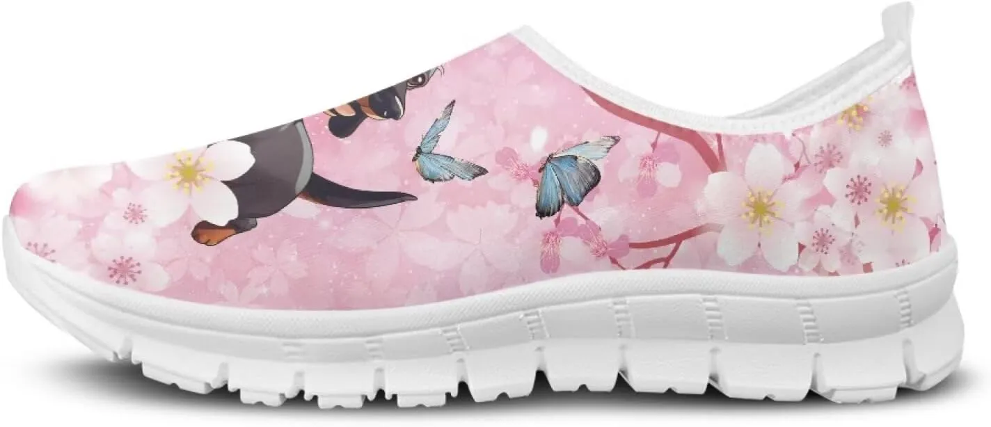 Flowers Print Women Slip On Low Top Casual Loafers Comfortable Travel Walking Shoes Non Slip Sports Mesh Running Sneakers US 5-13 for Winter