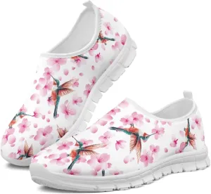 Flowers Print Women Slip On Low Top Casual Loafers Comfortable Travel Walking Shoes Non Slip Sports Mesh Running Sneakers US 5-13 for Winter