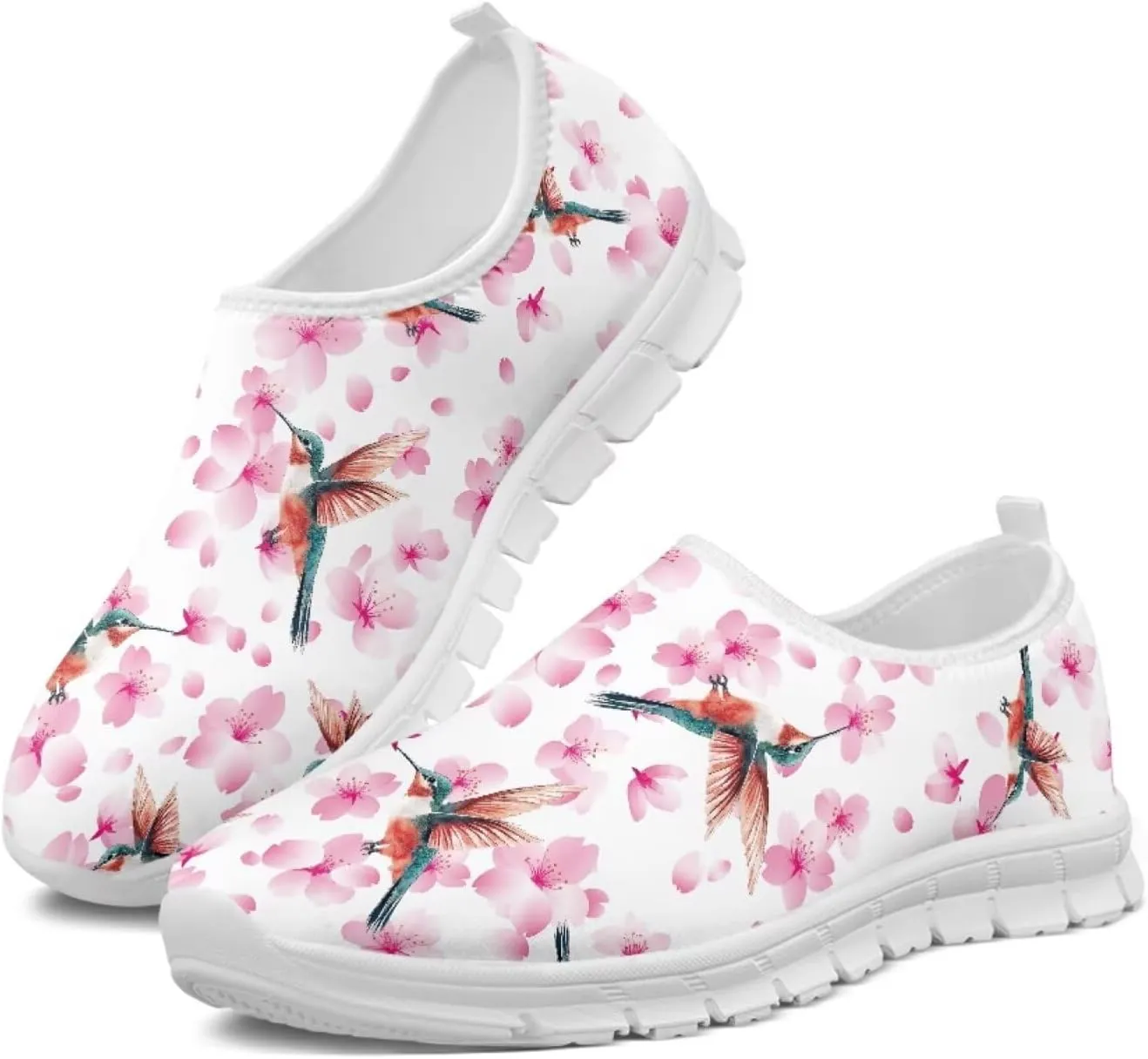 Flowers Print Women Slip On Low Top Casual Loafers Comfortable Travel Walking Shoes Non Slip Sports Mesh Running Sneakers US 5-13 for Winter